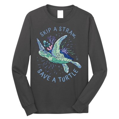 Skip A Straw Save A Turtle Ocean Long Sleeve Shirt