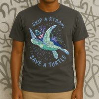 Skip A Straw Save A Turtle Ocean T-Shirt