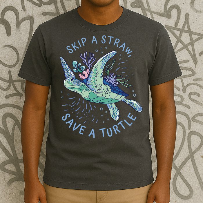 Skip A Straw Save A Turtle Ocean T-Shirt