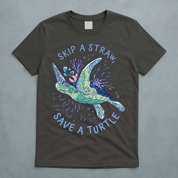 Skip A Straw Save A Turtle Ocean T-Shirt