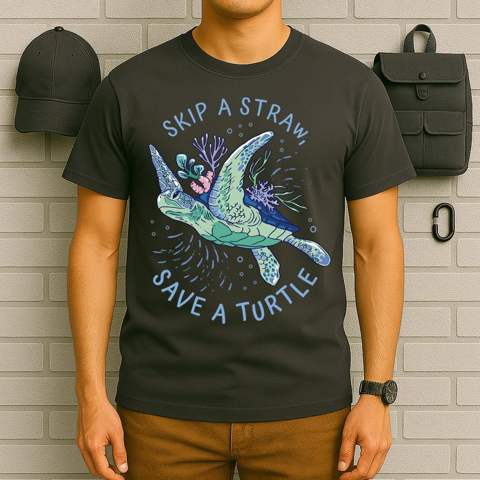 Skip A Straw Save A Turtle Ocean T-Shirt