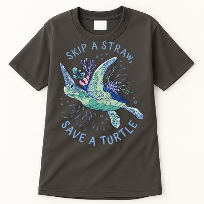 Skip A Straw Save A Turtle Ocean Tall T-Shirt