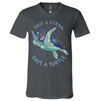 Skip A Straw Save A Turtle Ocean V-Neck T-Shirt