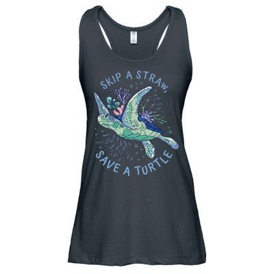 Skip A Straw Save A Turtle Ocean Ladies Essential Flowy Tank