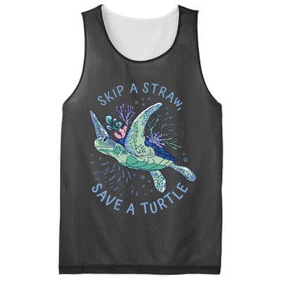 Skip A Straw Save A Turtle Ocean Mesh Reversible Basketball Jersey Tank