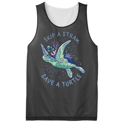 Skip A Straw Save A Turtle Ocean Mesh Reversible Basketball Jersey Tank