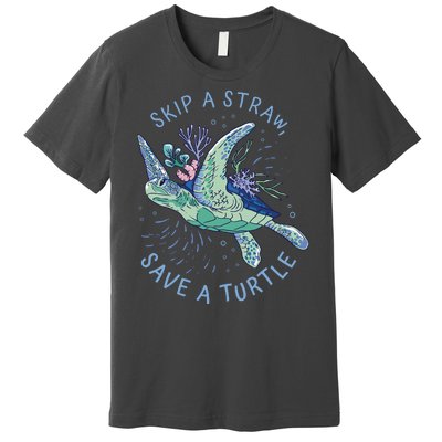 Skip A Straw Save A Turtle Ocean Premium T-Shirt