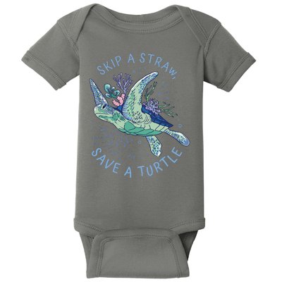 Skip A Straw Save A Turtle Ocean Baby Bodysuit