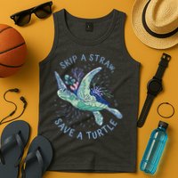 Skip A Straw Save A Turtle Ocean Tank Top