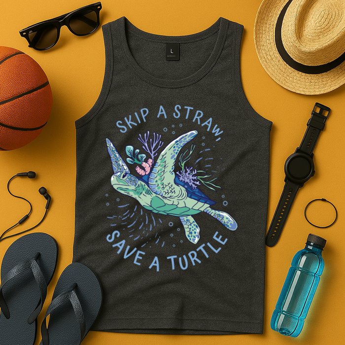 Skip A Straw Save A Turtle Ocean Tank Top