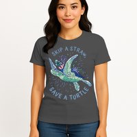 Skip A Straw Save A Turtle Ocean Womens T-Shirt