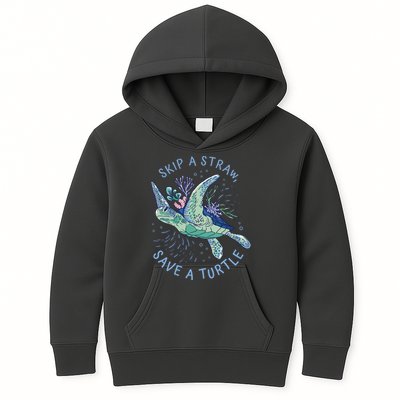 Skip A Straw Save A Turtle Ocean Kids Hoodie