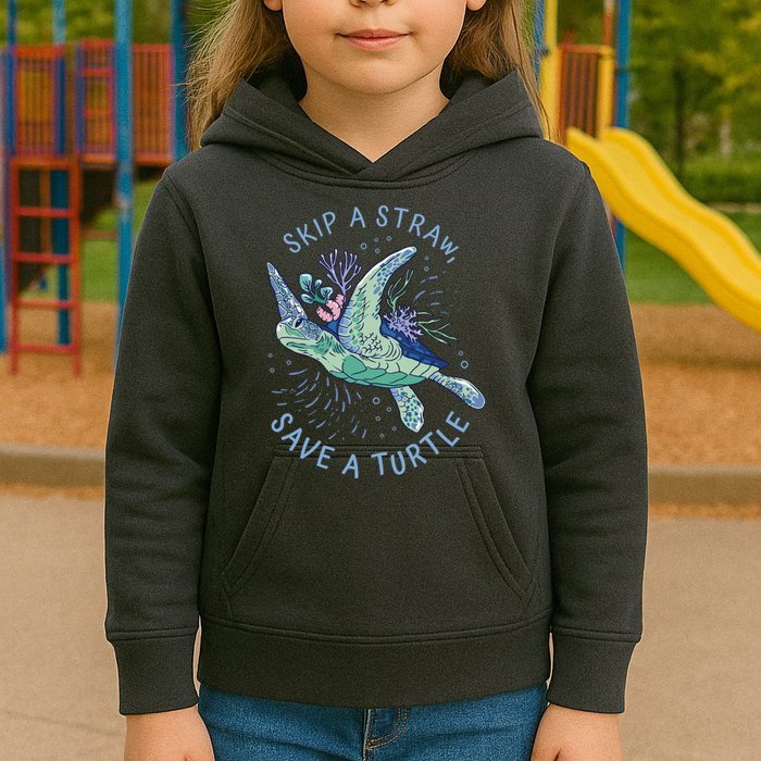 Skip A Straw Save A Turtle Ocean Kids Hoodie