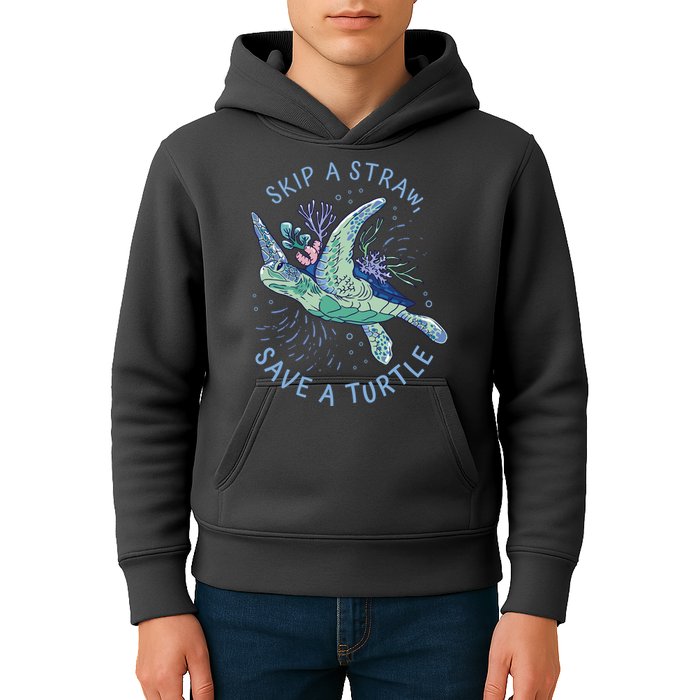 Skip A Straw Save A Turtle Ocean Kids Hoodie