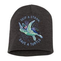 Skip A Straw Save A Turtle Ocean Short Acrylic Beanie