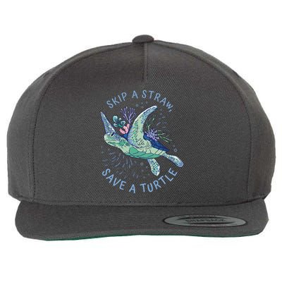 Skip A Straw Save A Turtle Ocean Wool Snapback Cap