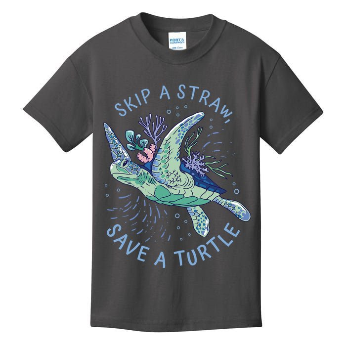 Skip A Straw Save A Turtle Ocean Kids T-Shirt