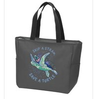 Skip A Straw Save A Turtle Ocean Zip Tote Bag