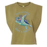 Skip A Straw Save A Turtle Ocean Garment-Dyed Women's Muscle Tee