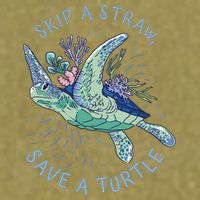 Skip A Straw Save A Turtle Ocean Garment-Dyed Women's Muscle Tee