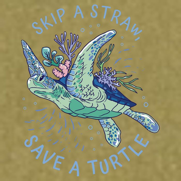 Skip A Straw Save A Turtle Ocean Garment-Dyed Women's Muscle Tee
