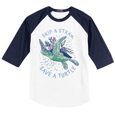 Skip A Straw Save A Turtle Ocean Baseball Sleeve Shirt