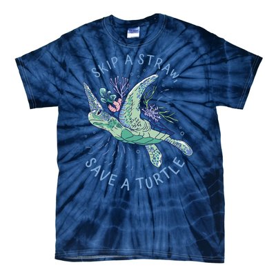 Skip A Straw Save A Turtle Ocean Tie-Dye T-Shirt