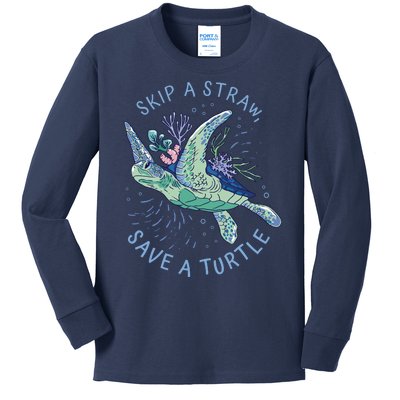 Skip A Straw Save A Turtle Ocean Kids Long Sleeve Shirt