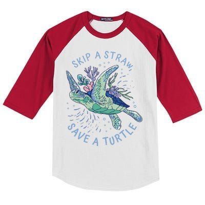 Skip A Straw Save A Turtle Ocean Kids Colorblock Raglan Jersey