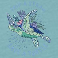 Skip A Straw Save A Turtle Ocean Sueded Cloud Jersey T-Shirt