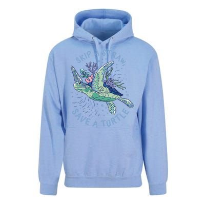 Skip A Straw Save A Turtle Ocean Unisex Surf Hoodie