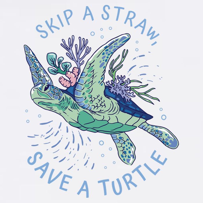 Skip A Straw Save A Turtle Ocean Garment-Dyed Sweatshirt
