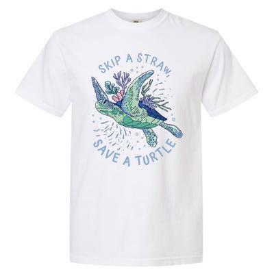 Skip A Straw Save A Turtle Ocean Garment-Dyed Heavyweight T-Shirt