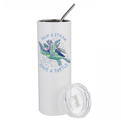 Skip A Straw Save A Turtle Ocean Stainless Steel Tumbler