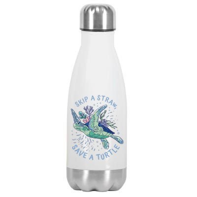 Skip A Straw Save A Turtle Ocean Stainless Steel Insulated Water Bottle