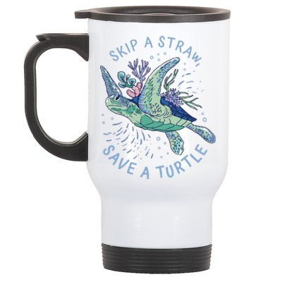 Skip A Straw Save A Turtle Ocean Stainless Steel Travel Mug