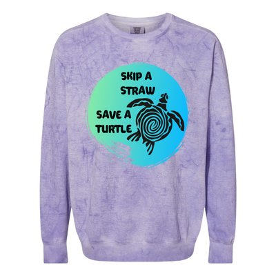 Skip A Straw Save A Turtle Funny Gift Meaningful Gift Funny Gift Tee Gift Colorblast Crewneck Sweatshirt