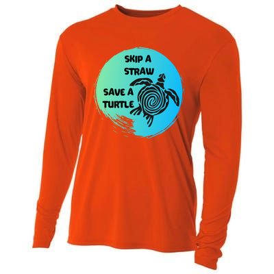 Skip A Straw Save A Turtle Funny Gift Meaningful Gift Funny Gift Tee Gift Cooling Performance Long Sleeve Crew