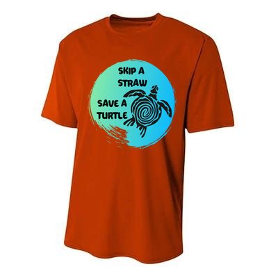 Skip A Straw Save A Turtle Funny Gift Meaningful Gift Funny Gift Tee Gift Performance Sprint T-Shirt