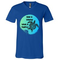 Skip A Straw Save A Turtle Funny Gift Meaningful Gift Funny Gift Tee Gift V-Neck T-Shirt