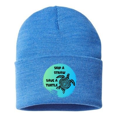 Skip A Straw Save A Turtle Funny Gift Meaningful Gift Funny Gift Tee Gift Sustainable Knit Beanie