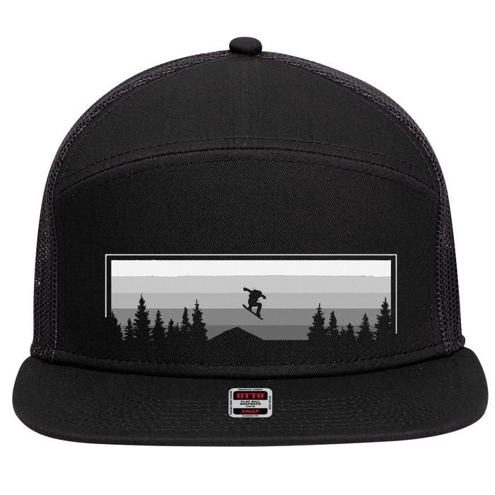 Snowboard Apparel Snowboarding Snowboarder Snowboard 7 Panel Mesh Trucker Snapback Hat
