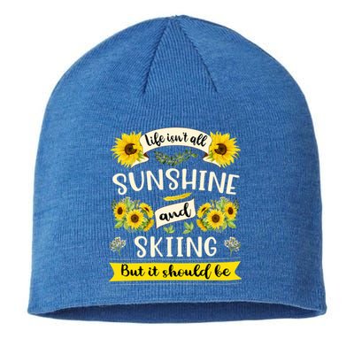 Sunshine And Skiing Female Skier Moms Ski Lover Grandma Gift Sustainable Beanie