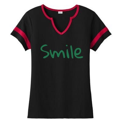 Smile At Someone National Smile Day Gift Ladies Halftime Notch Neck Tee