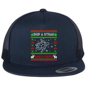 Skip A Straw Save A Turtle Tee Turtles Lover Xmas Gift Idea Gift Flat Bill Trucker Hat