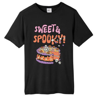 Sweet And Spooky Skulls Pumpkins Retro Groovy Halloween Cake Gift Tall Fusion ChromaSoft Performance T-Shirt