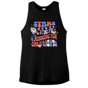 Stars And Stripes Running For Call Lights 4th Of July Nurse Ladies PosiCharge Tri-Blend Wicking Tank