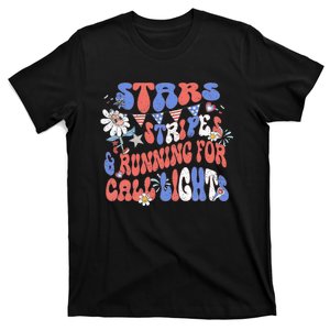 Stars And Stripes Running For Call Lights 4th Of July Nurse T-Shirt