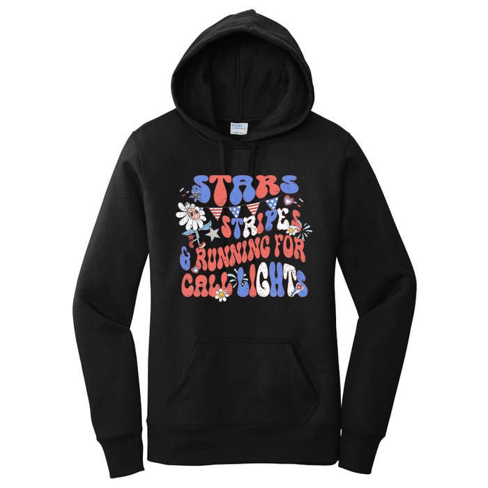 Stars And Stripes Running For Call Lights 4th Of July Nurse Women's Pullover Hoodie