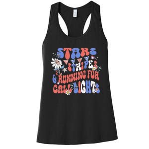 Stars And Stripes Running For Call Lights 4th Of July Nurse Women's Racerback Tank